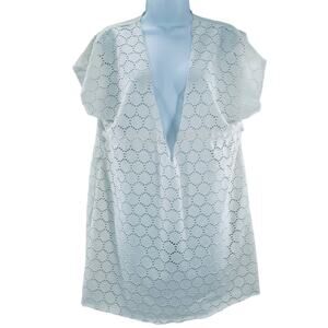 COVER ME Women's Coverup L White Swim Peekaboo Water Beach
